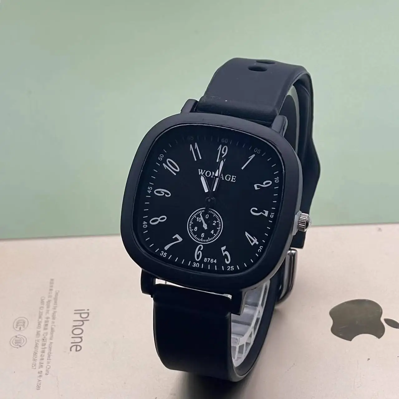 Women's Black Square Watch with Analog Subdial — feature 2