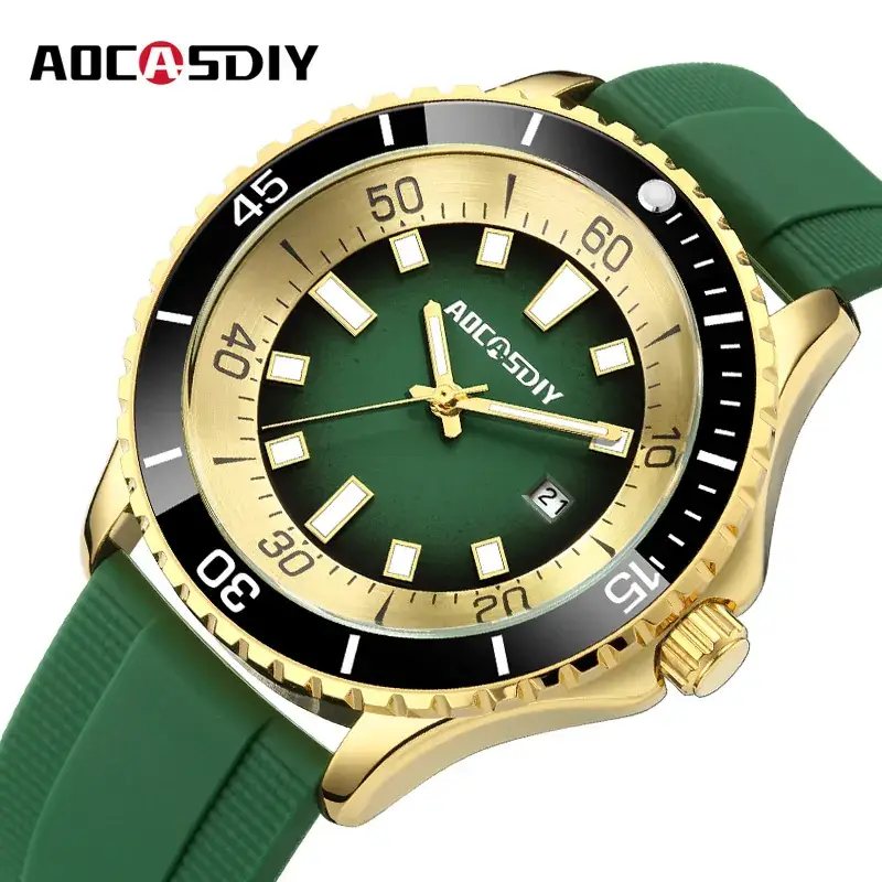 Men's Luminous Silicone Sports Watch with Black Band - Image 6