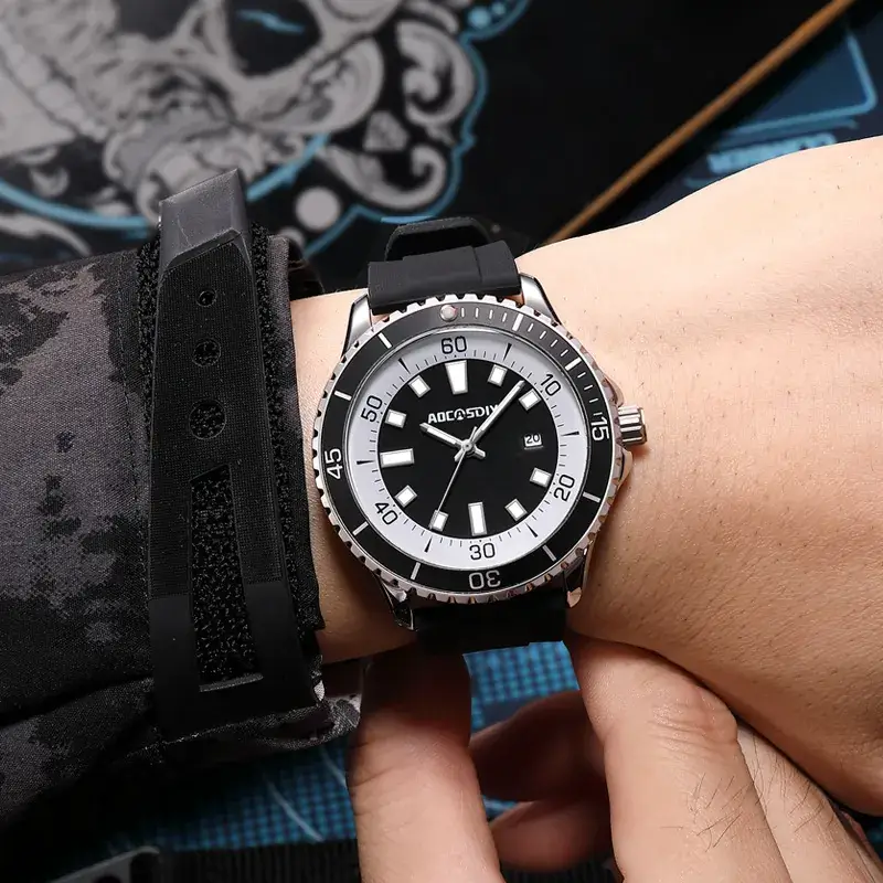 Men's Luminous Silicone Sports Watch with Black Band - Image 8