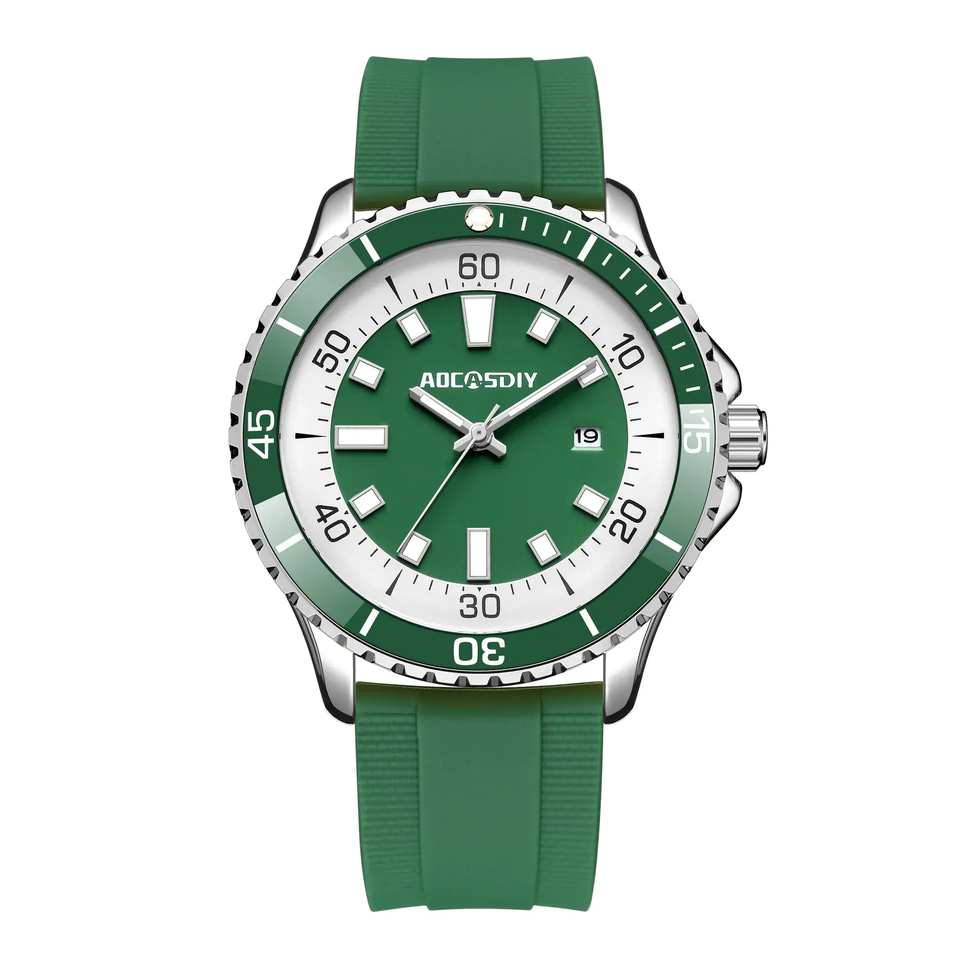 Men's Luminous Silicone Sports Watch with Black Band - Image 5