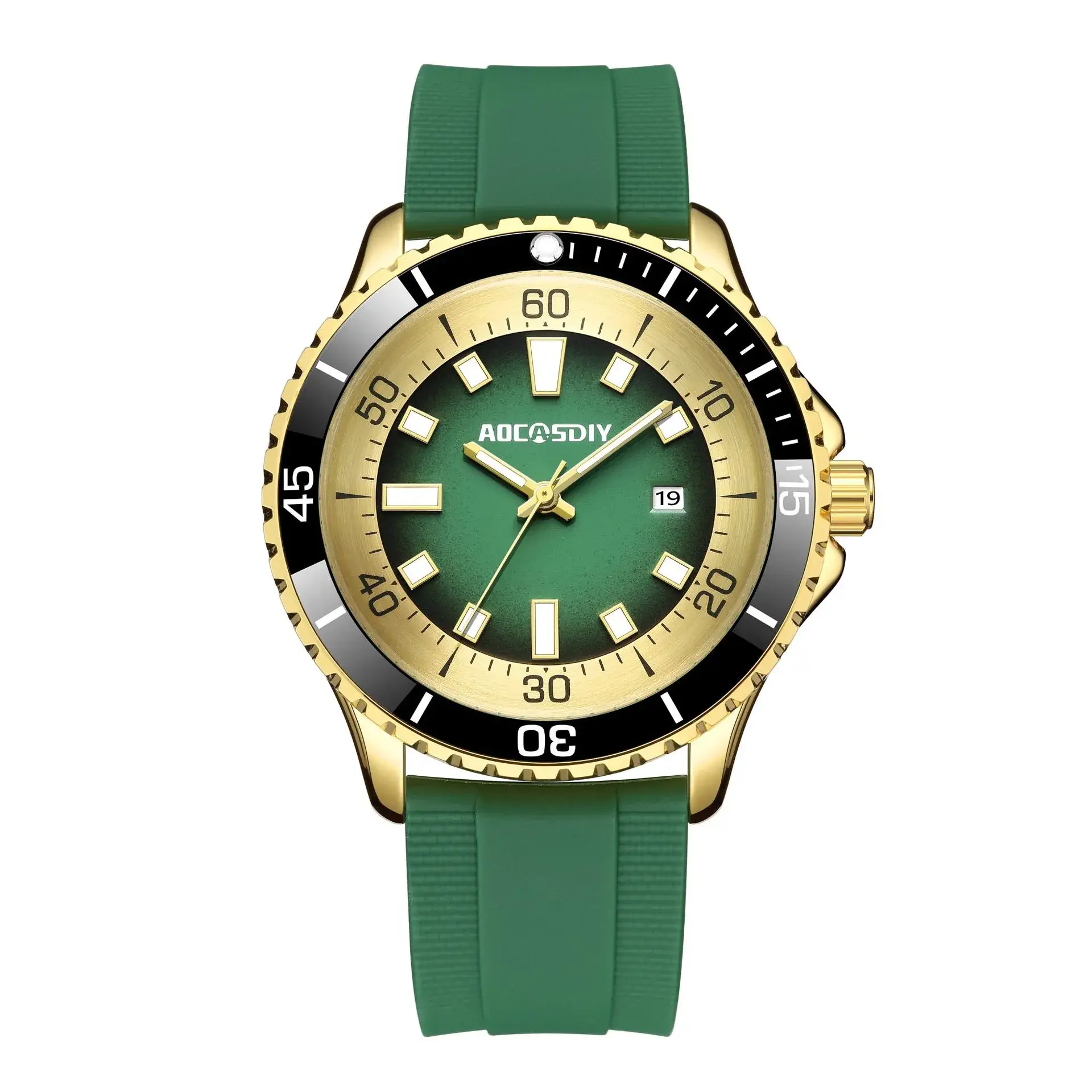 Men's Luminous Silicone Sports Watch with Black Band - Image 3
