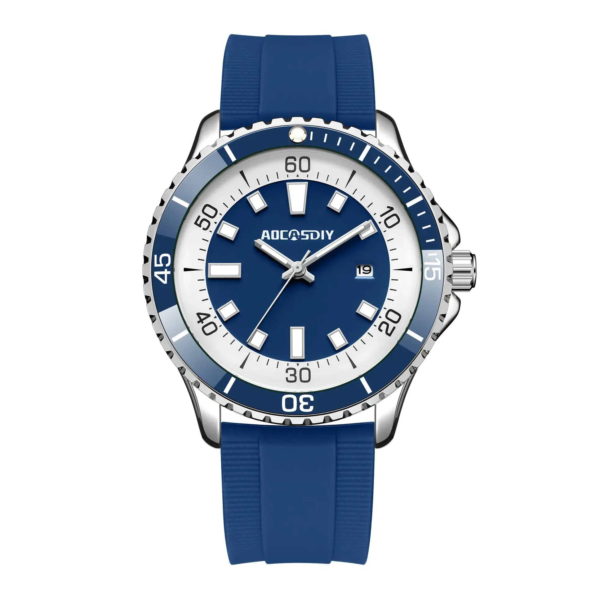 Men's Luminous Silicone Sports Watch with Black Band - Image 4
