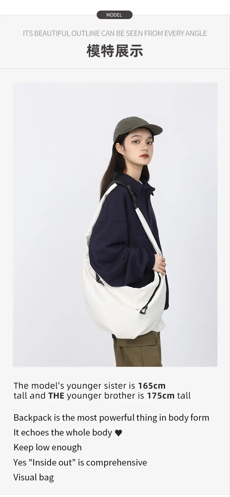 White Crossbody Bag for Women Unisex Harajuku Style — feature 9
