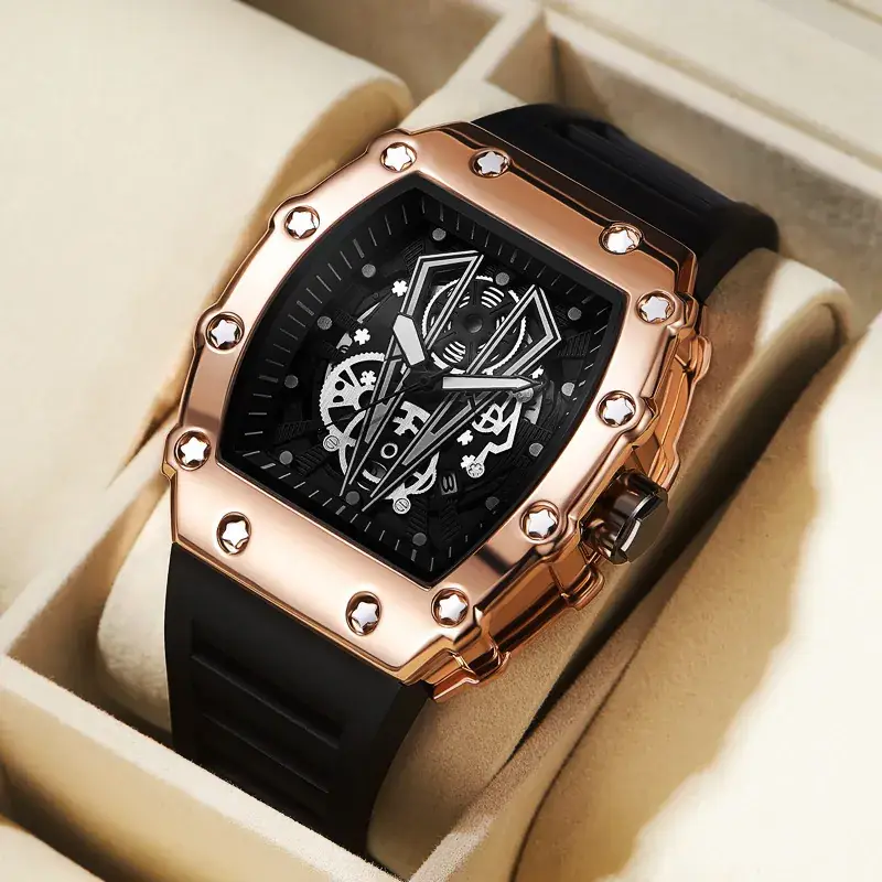 Men's Black Explosions Wine Barrel Quartz Watch - Image 3