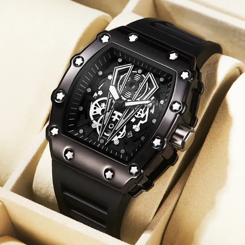 Men's Black Explosions Wine Barrel Quartz Watch - Image 4