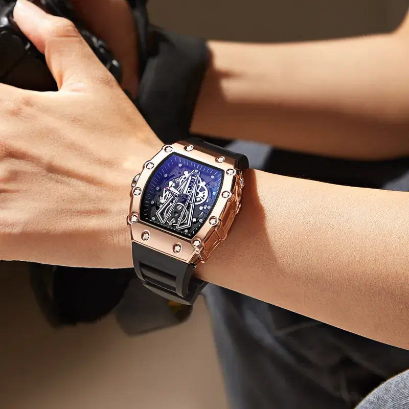 Men's Black Explosions Wine Barrel Quartz Watch - Image 5