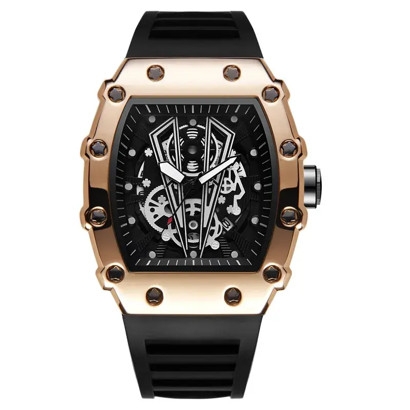 Men's Black Explosions Wine Barrel Quartz Watch - Image 2