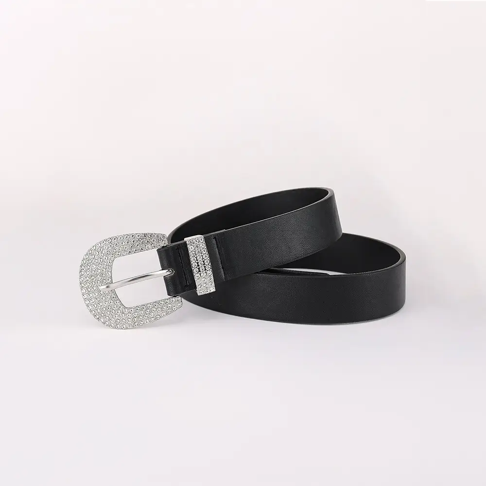 White Rhinestone Belt with Vintage Buckle - Image 4