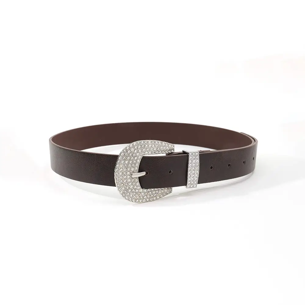 White Rhinestone Belt with Vintage Buckle - Image 5