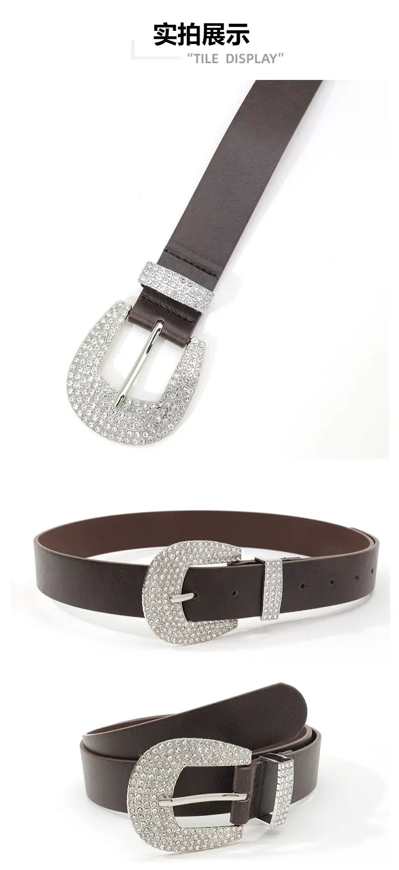 White Rhinestone Belt with Vintage Buckle β feature 4