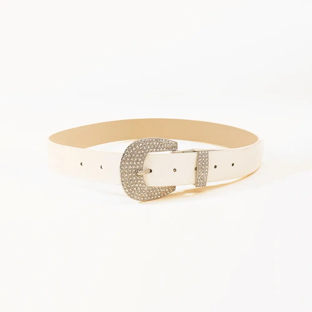 White Rhinestone Belt with Vintage Buckle β feature 8
