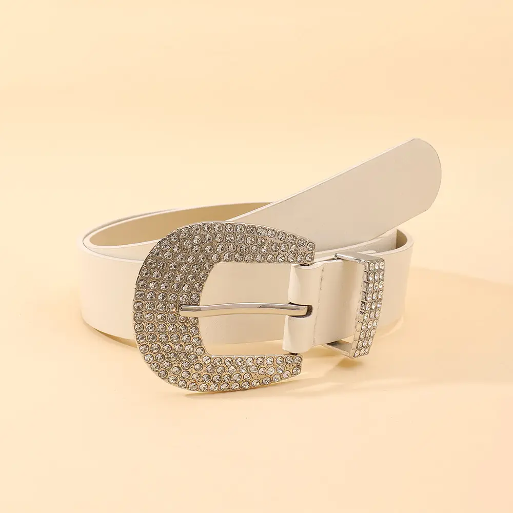 White Rhinestone Belt with Vintage Buckle β feature 9