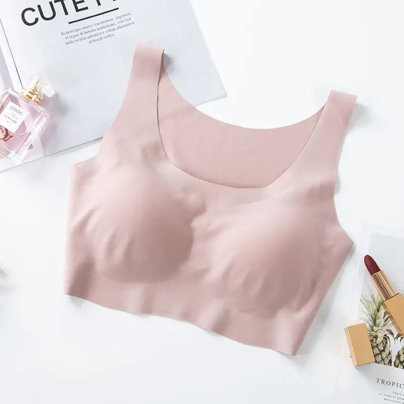 Same Bra Non-rimless Vest Bra Non-marking Ice Silk Bra Underwear Women's Sexy Bra Push-up - Image 2