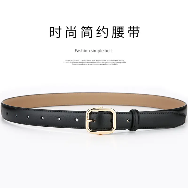 Women's Beige Leather Belt with White Stitching - Image 10