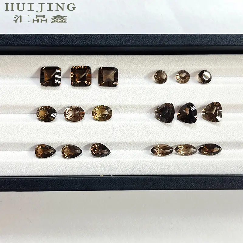 Natural Tea Crystal Rings with Smoke Crystal Bottom Bare Stone - Image 5