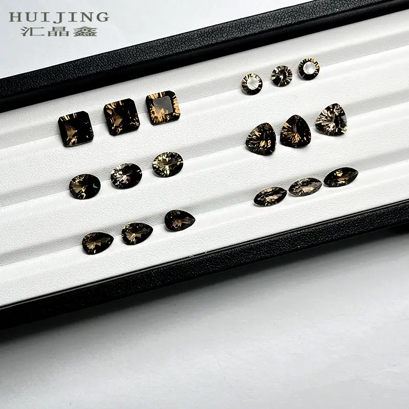 Natural Tea Crystal Rings with Smoke Crystal Bottom Bare Stone - Image 6