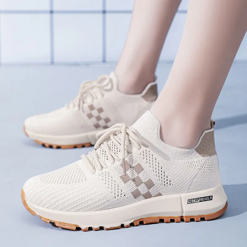 Women's White Mesh Casual Sneakers Spring Summer - Image 3