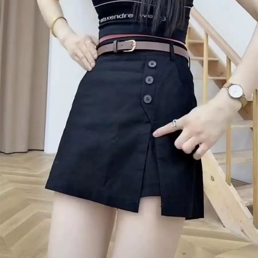 Women's High Waist Washable Cotton Shorts Black