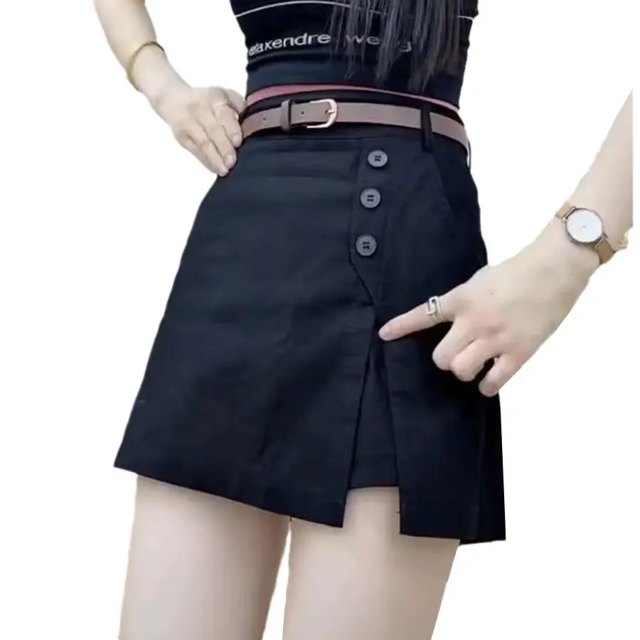 Women's High Waist Washable Cotton Shorts Black