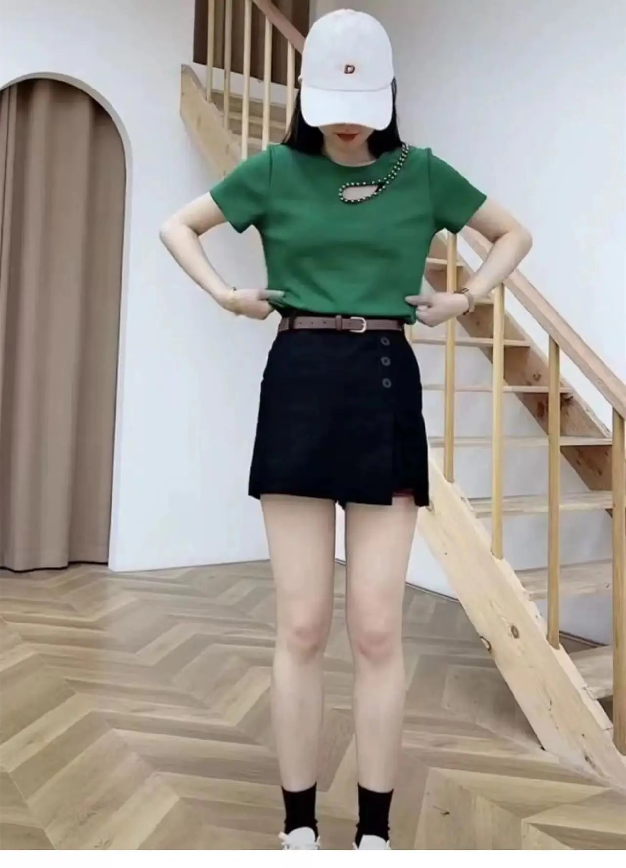 Women's High Waist Washable Cotton Shorts Black — feature 11