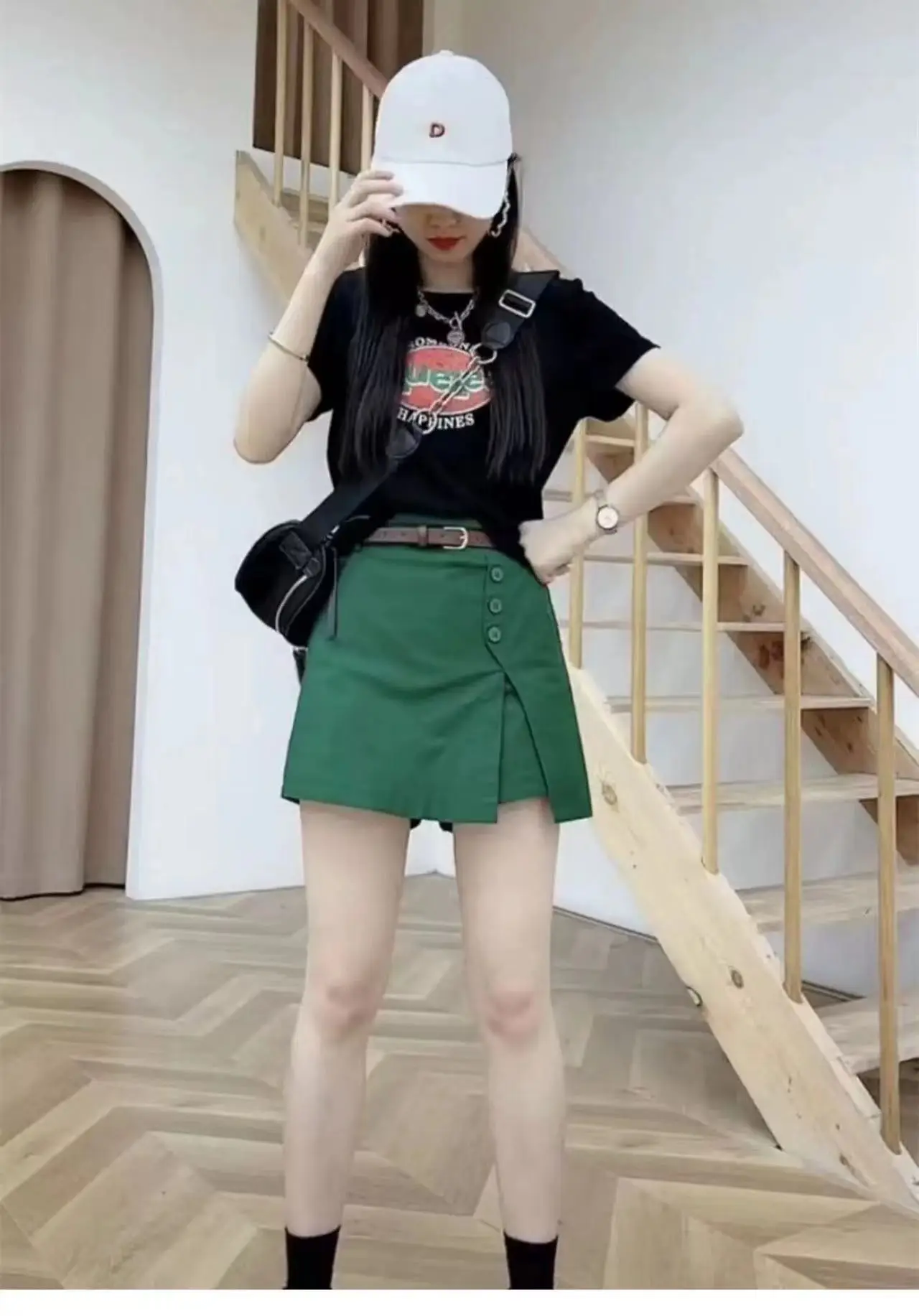 Women's High Waist Washable Cotton Shorts Black — feature 7