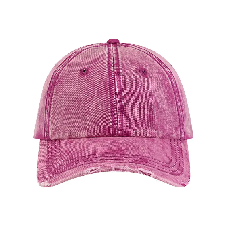 Men Ripped Denim Peaked Cap Brown Washed