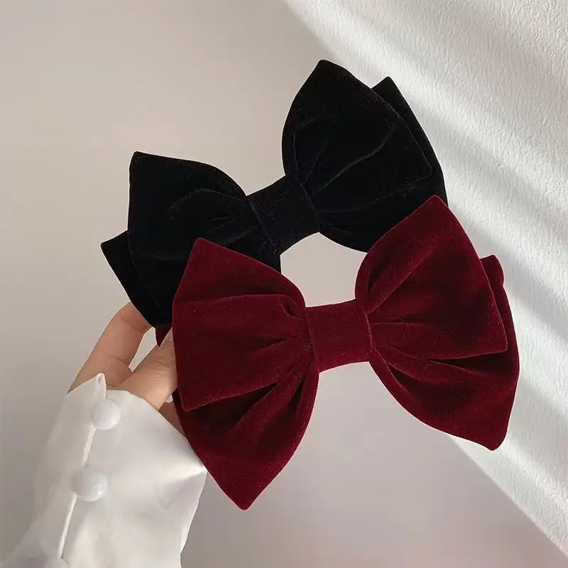 Black Velvet Korean Bow Hairpin Clip Top - Image 9