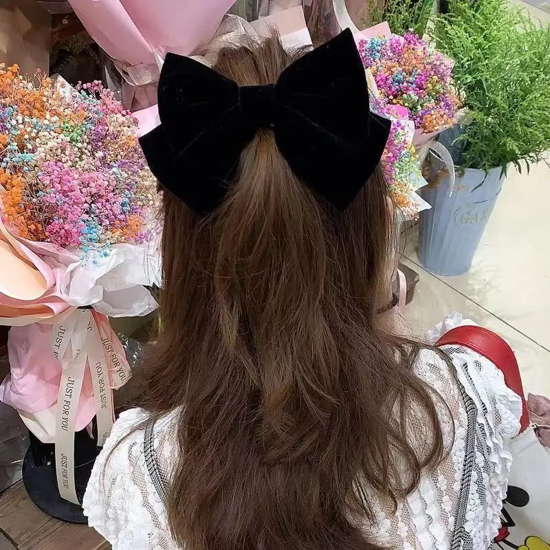 Black Velvet Korean Bow Hairpin Clip Top - Image 10