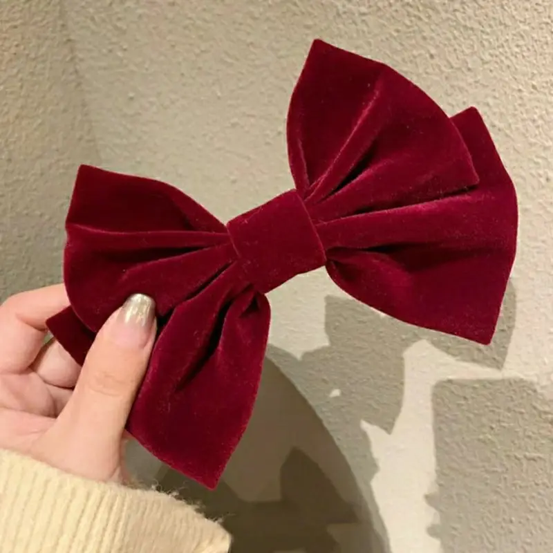 Black Velvet Korean Bow Hairpin Clip Top - Image 4
