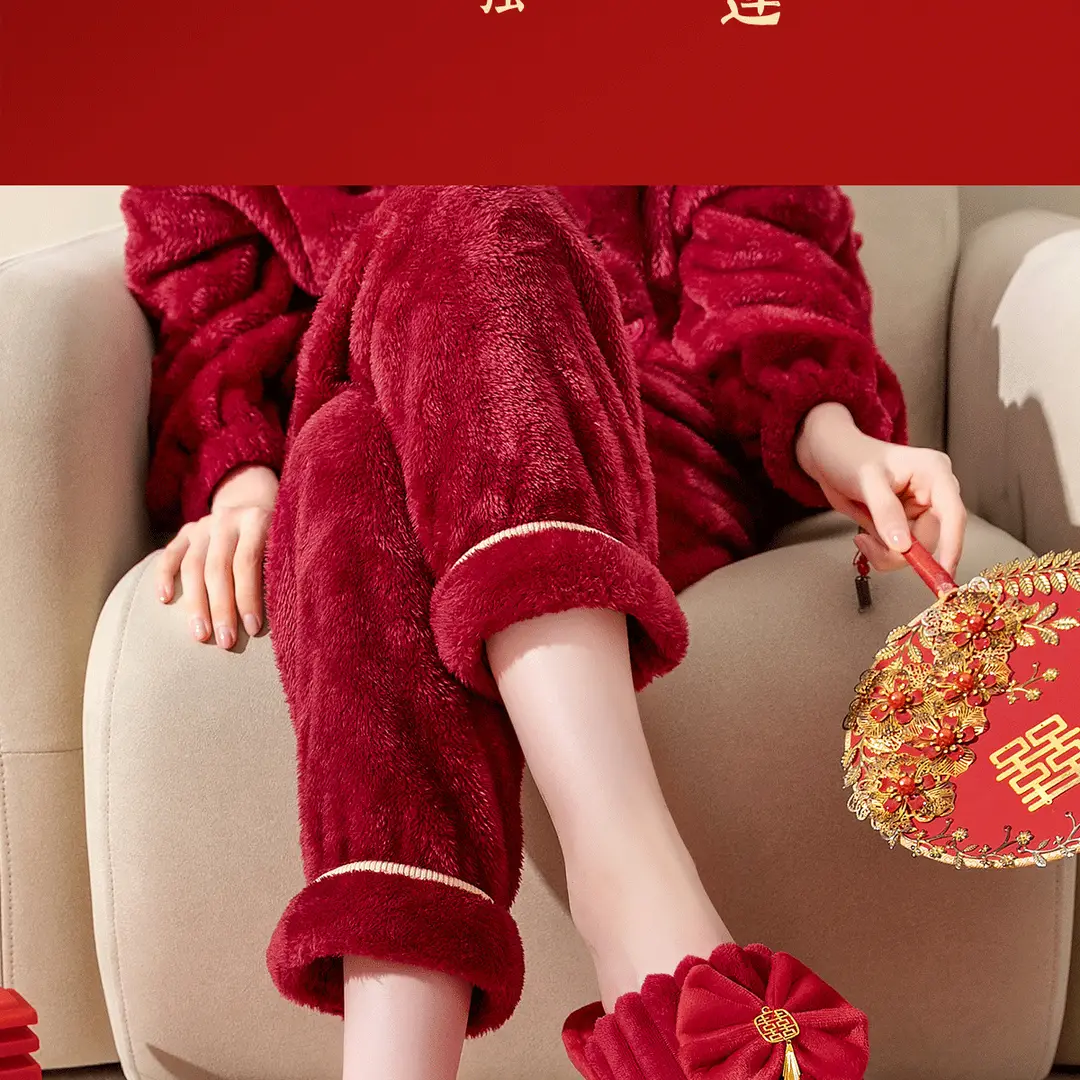 Lidani Wedding Slippers Women's Autumn and Winter Couple Festive Red Pair Home Warm Non-slip Wedding Cotton Slippers — feature 19