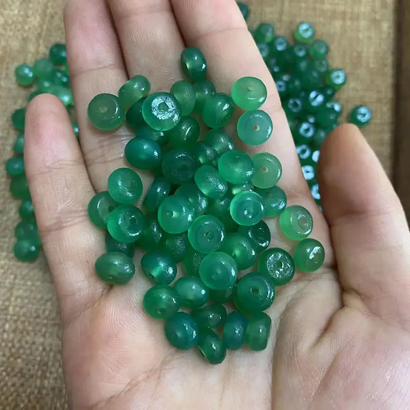 Green Chalcedony Agate Plates 4x8mm High Oil Coated - Image 3
