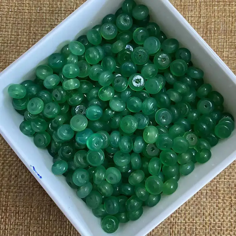 Green Chalcedony Agate Plates 4x8mm High Oil Coated - Image 4