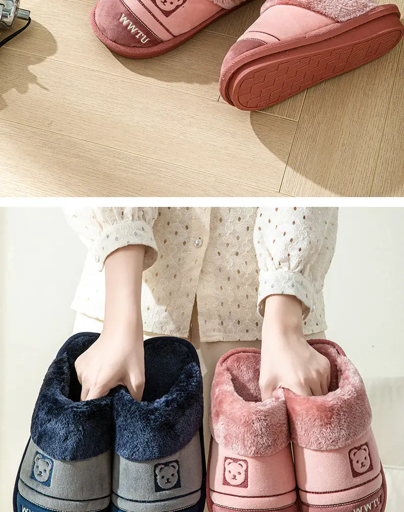 2023 Winter Cotton Slippers for Women, Home Couple Non-Slip Warm Thick-Soled Household Slippers for Men, Outdoor Wear, Extra Thick and Warm — feature 13