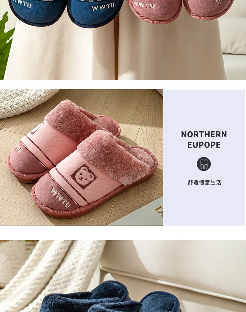 2023 Winter Cotton Slippers for Women, Home Couple Non-Slip Warm Thick-Soled Household Slippers for Men, Outdoor Wear, Extra Thick and Warm — feature 14