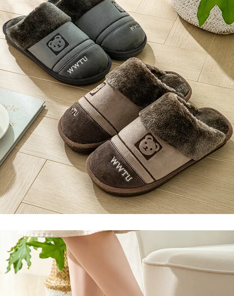 2023 Winter Cotton Slippers for Women, Home Couple Non-Slip Warm Thick-Soled Household Slippers for Men, Outdoor Wear, Extra Thick and Warm — feature 16