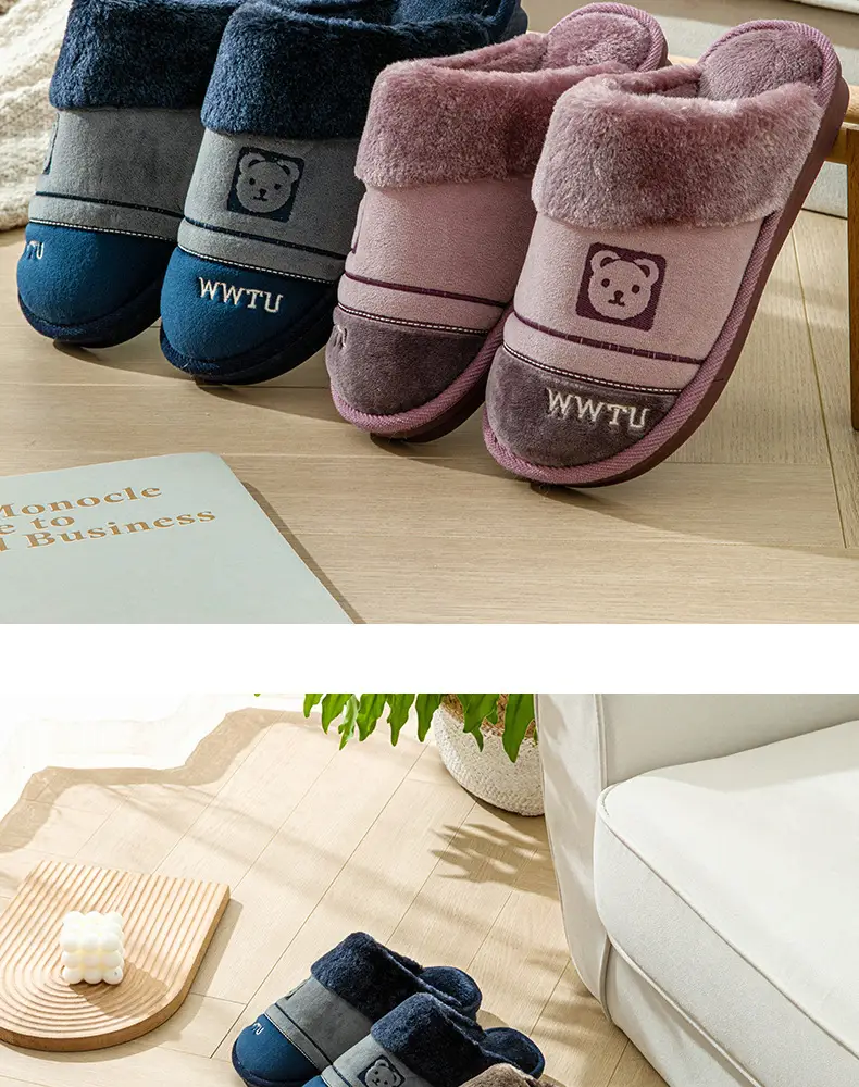 2023 Winter Cotton Slippers for Women, Home Couple Non-Slip Warm Thick-Soled Household Slippers for Men, Outdoor Wear, Extra Thick and Warm — feature 4