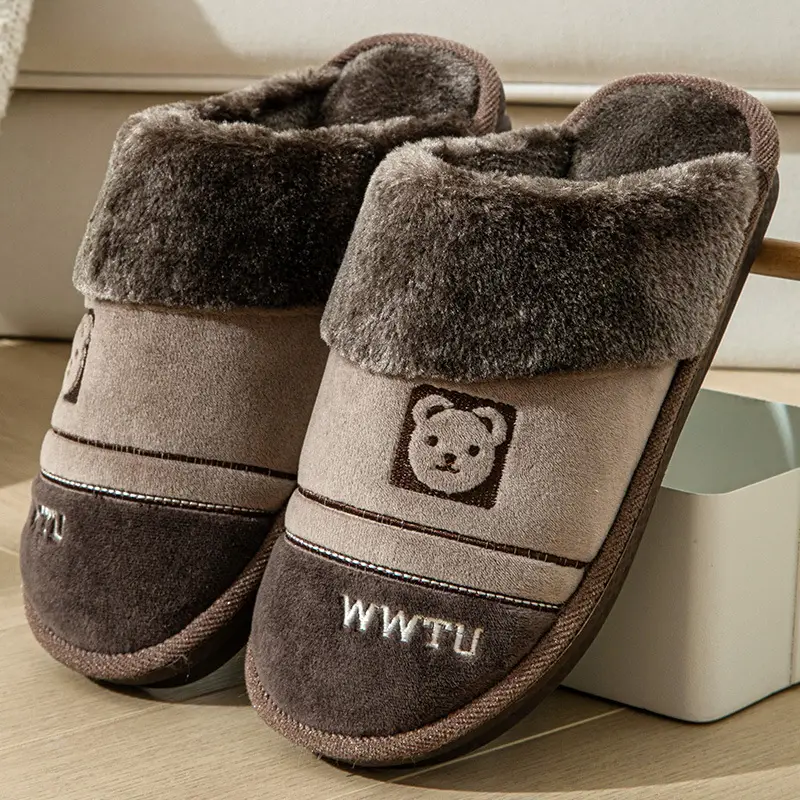 2023 Winter Cotton Slippers for Women, Home Couple Non-Slip Warm Thick-Soled Household Slippers for Men, Outdoor Wear, Extra Thick and Warm - Image 3