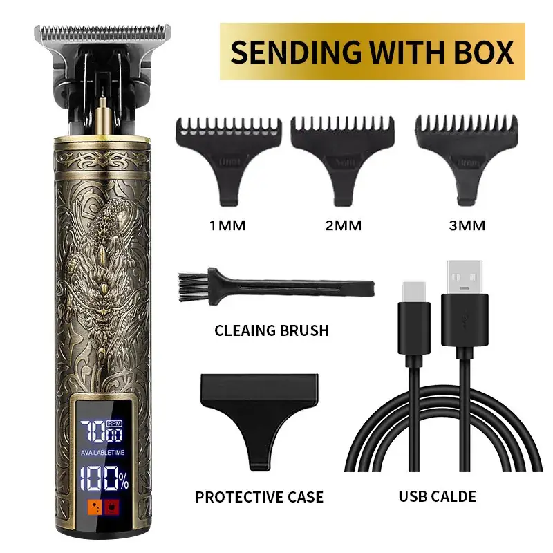 Rechargeable Hair Clipper with 5 Blades & Cleaning Brush - Image 32