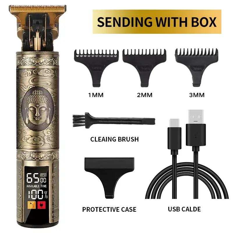 Rechargeable Hair Clipper with 5 Blades & Cleaning Brush - Image 37