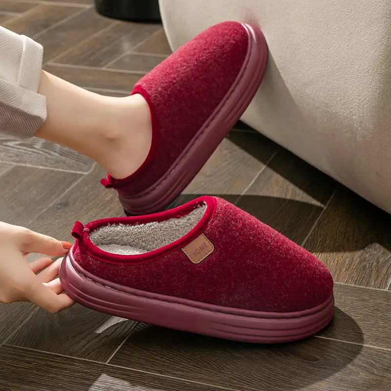 Women's Winter Wholesale Indoor Home Slippers with a Stepping-On-Feces Feel, Autumn 2026 New Thick-Soled Non-Slip Warm Couple's Cotton Slippers for Men