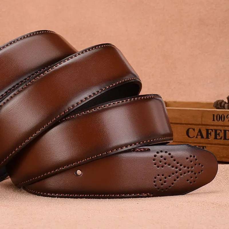 Men's Brown Leather Belt with Silver Buckle