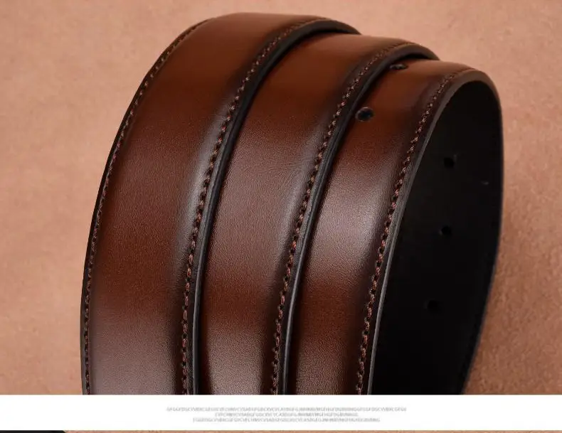 Men's Brown Leather Belt with Silver Buckle — feature 6