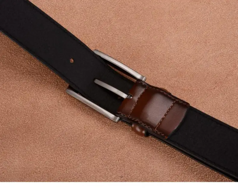Men's Brown Leather Belt with Silver Buckle — feature 7