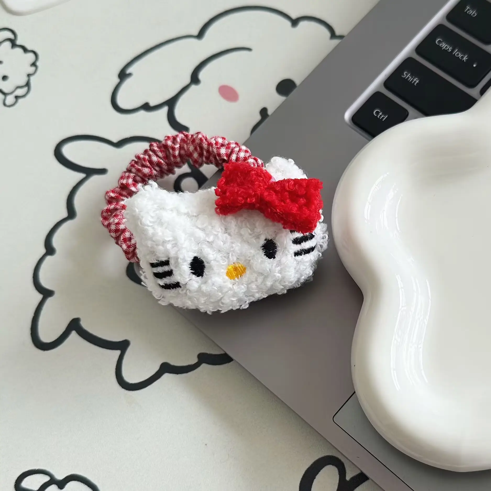 Hello Kitty Plush Hair Tie Ring Red Bow — feature 4