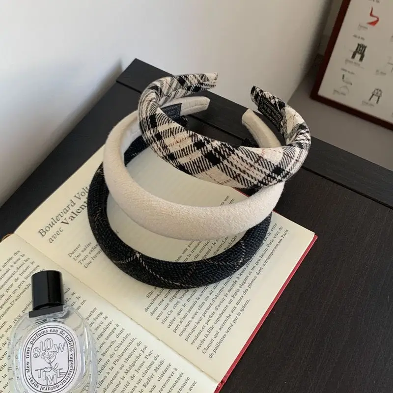 Retro Plaid Headband with Spongy High Cover for Women - Image 4
