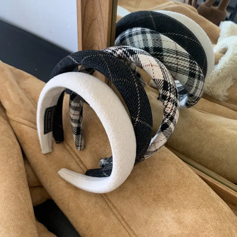 Retro Plaid Headband with Spongy High Cover for Women - Image 7