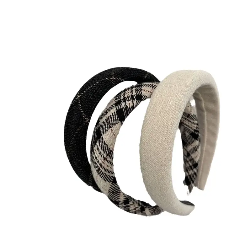 Retro Plaid Headband with Spongy High Cover for Women - Image 8