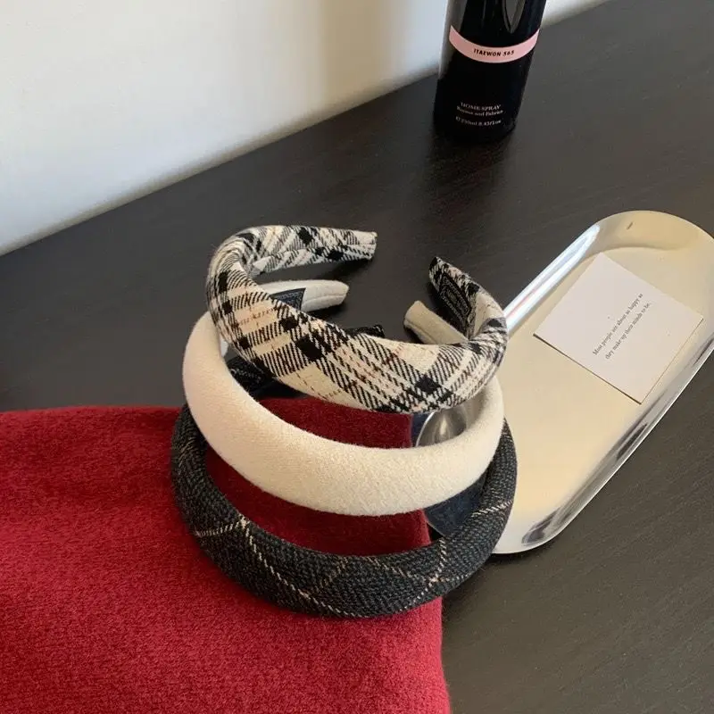 Retro Plaid Headband with Spongy High Cover for Women — feature 5