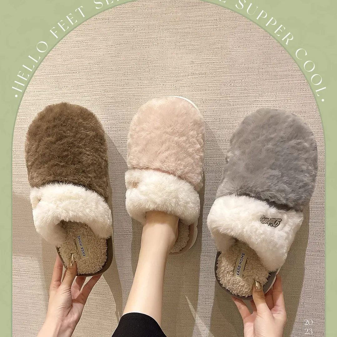 Plush Cotton Slippers for Women, Autumn and Winter 2026 New Model, Indoor Home Non-Slip, Closed Heel, Fleece-Lined, Warm Cotton Shoes for Winter — feature 13