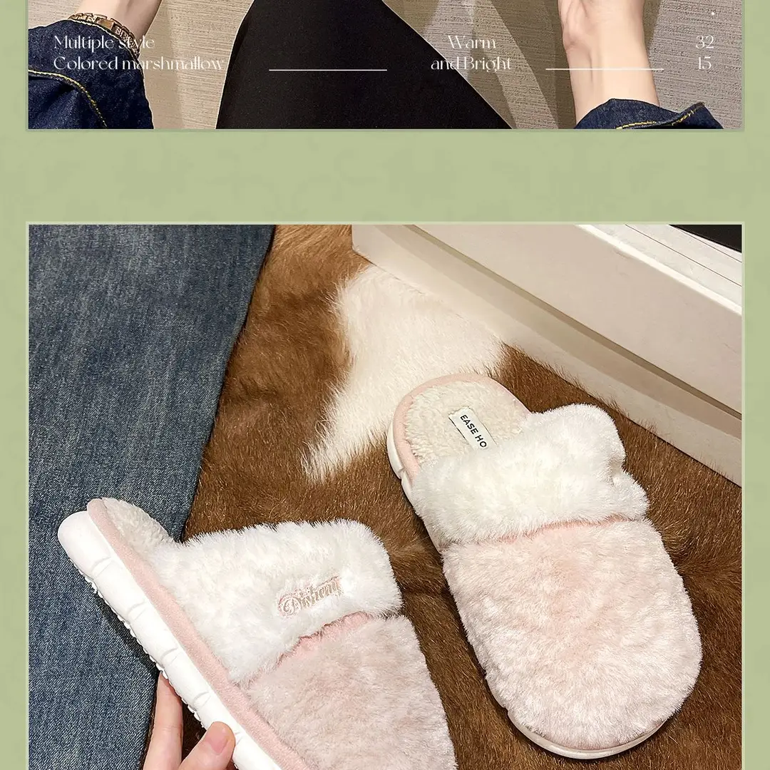 Plush Cotton Slippers for Women, Autumn and Winter 2026 New Model, Indoor Home Non-Slip, Closed Heel, Fleece-Lined, Warm Cotton Shoes for Winter — feature 14